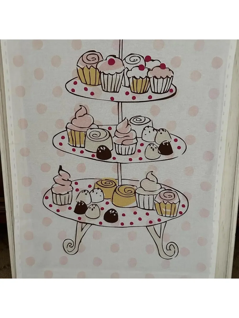 Vintage Sur La Table Embroidered Appliqué Dessert themed Tea Towel set of 2 NWOT